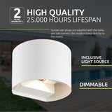 Buiten wandlamp rond - wit - dimbaar - warm wit - high quality