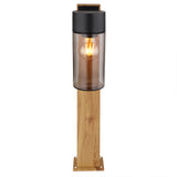 LED staande buitenlamp hout E27 fitting - glas - IP44 - vooraanzicht tuinpaal