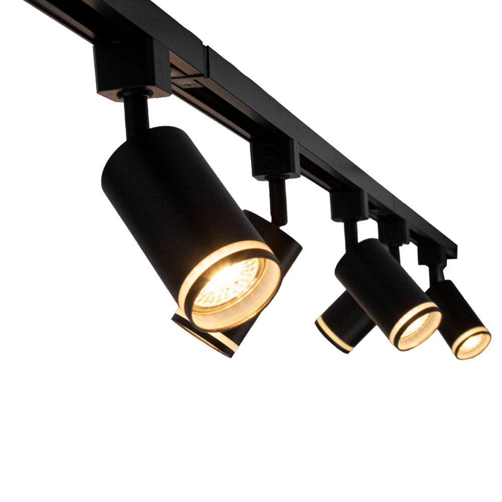 LED 1-fase Railspot | Zwart | GU10 Fitting | Dimbaar - complete set - close up