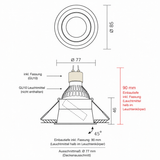 LED-Einbaustrahler | Vertieft | Rund | Ø77mm | Schwarz