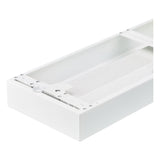 Weißmetall-Schubladenzarge eines Schubkastenführungssystems, Schrägansicht von oben mit Blick auf das Innere und die Befestigungspunkte.