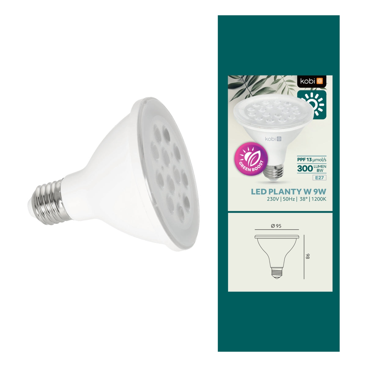 LED- Pflanzenlampe /  Pflanzenlampe E27 | 9 Watt | 38D | 300 Lumen | Weiß | PFLANZLICH