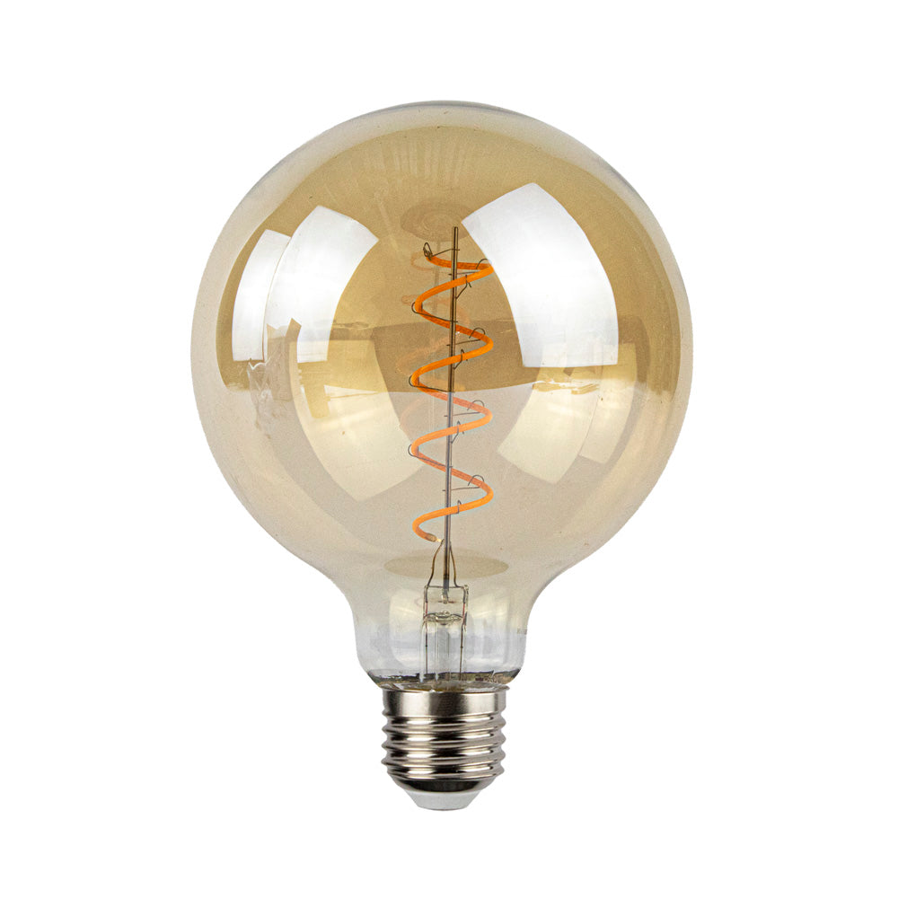 LED Filament Globe lamp amber - spiraal | 125mm | 4 Watt | Dimbaar | 2200K - lamp uit