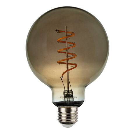 LED Filament Globe lamp smoked - spiraal | 95mm | 4 Watt | Dimbaar | 2200K - Extra warm