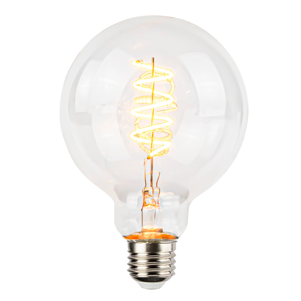 LED Filament Globe lamp spiraal | 95mm | 4 Watt | Dimbaar | 2200K - lamp aan