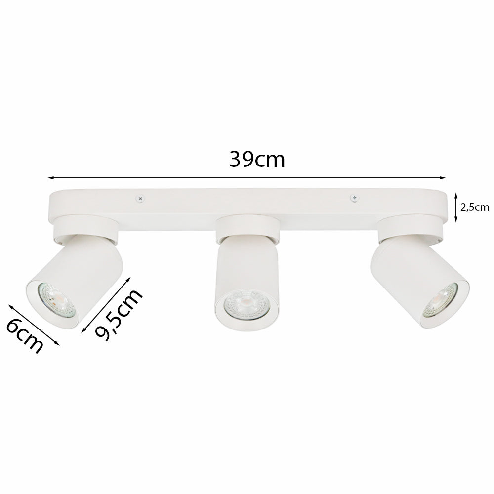 led moderne plafondspot wit gu10 fitting dimbaar - afmetingen