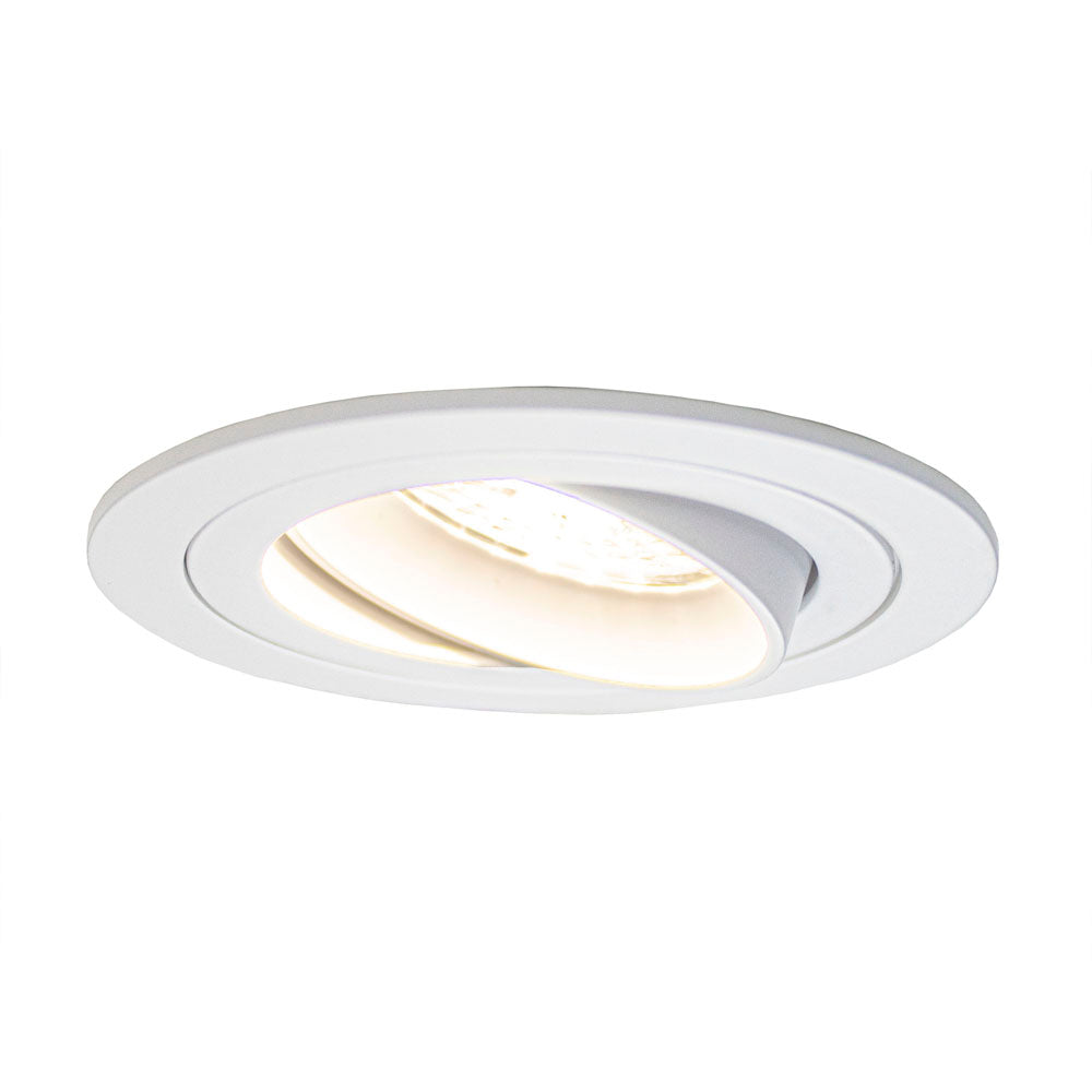 LED armatuur inbouw wit rond 80 mm voor gu10 spots - armatuur gekanteld met spot 4000K