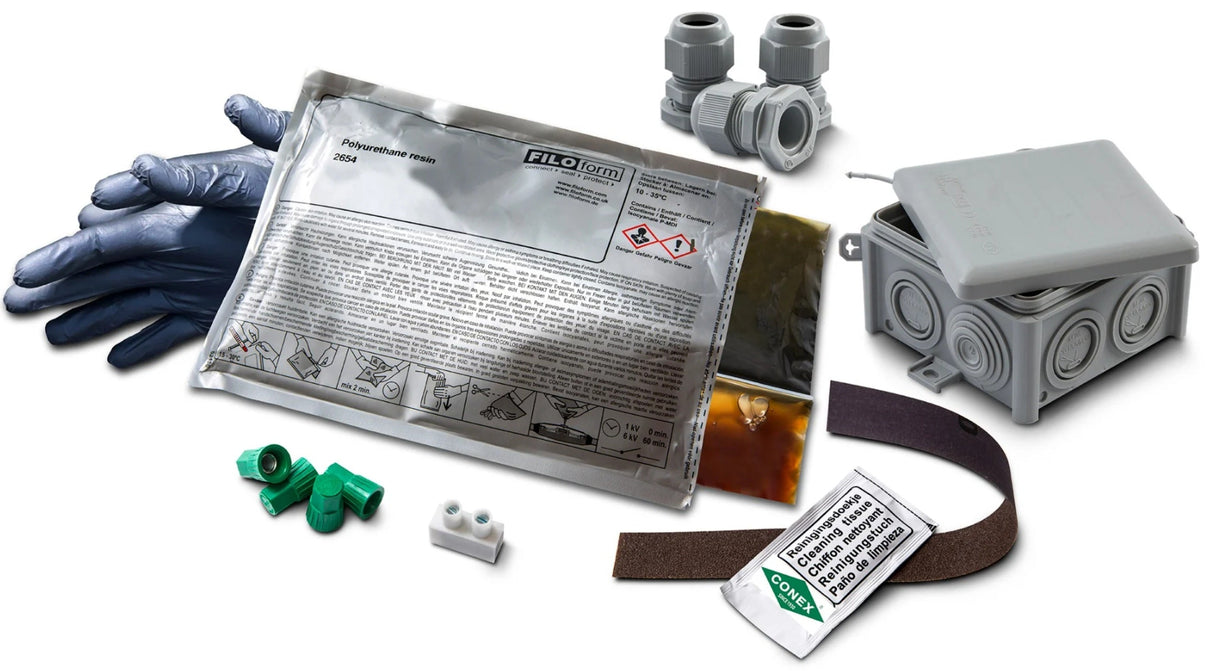 Conex-Gusssockelpaket | Harz + Kabelbox