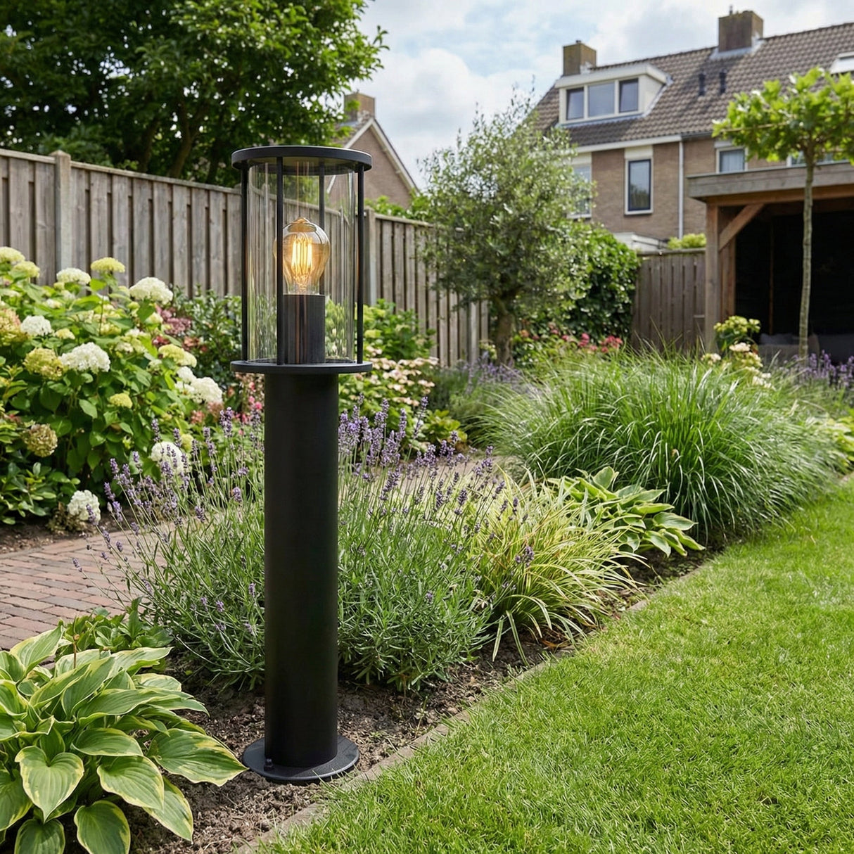 Gartenpfosten - Gartensäule schwarz | 60cm | Metall und Glas | Gracey