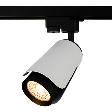 LED 1-fase railspot rond | Tulip | GU10 fitting | Zwart / Wit | Aan foto