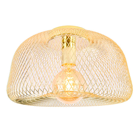 Gouden Industriële plafondlamp - E27 fitting - 30cm - lamp aan