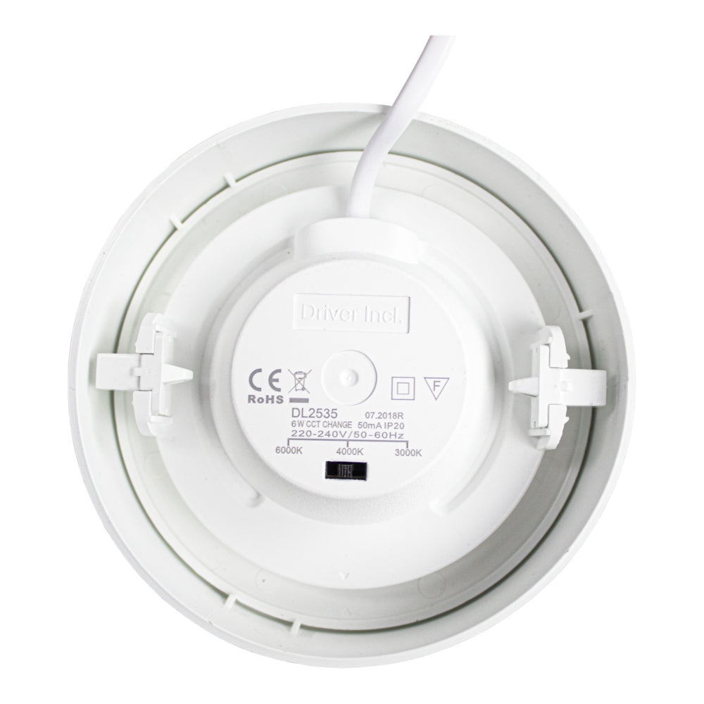 LED opbouw downlight rond - 6W - Ø122mm - CCT - 3 lichtkleuren - achteraanzicht