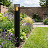 LED Garden Post - Stehende Außenleuchte mit Rauchglas | 80cm | Schwarz | IP54 – KALI