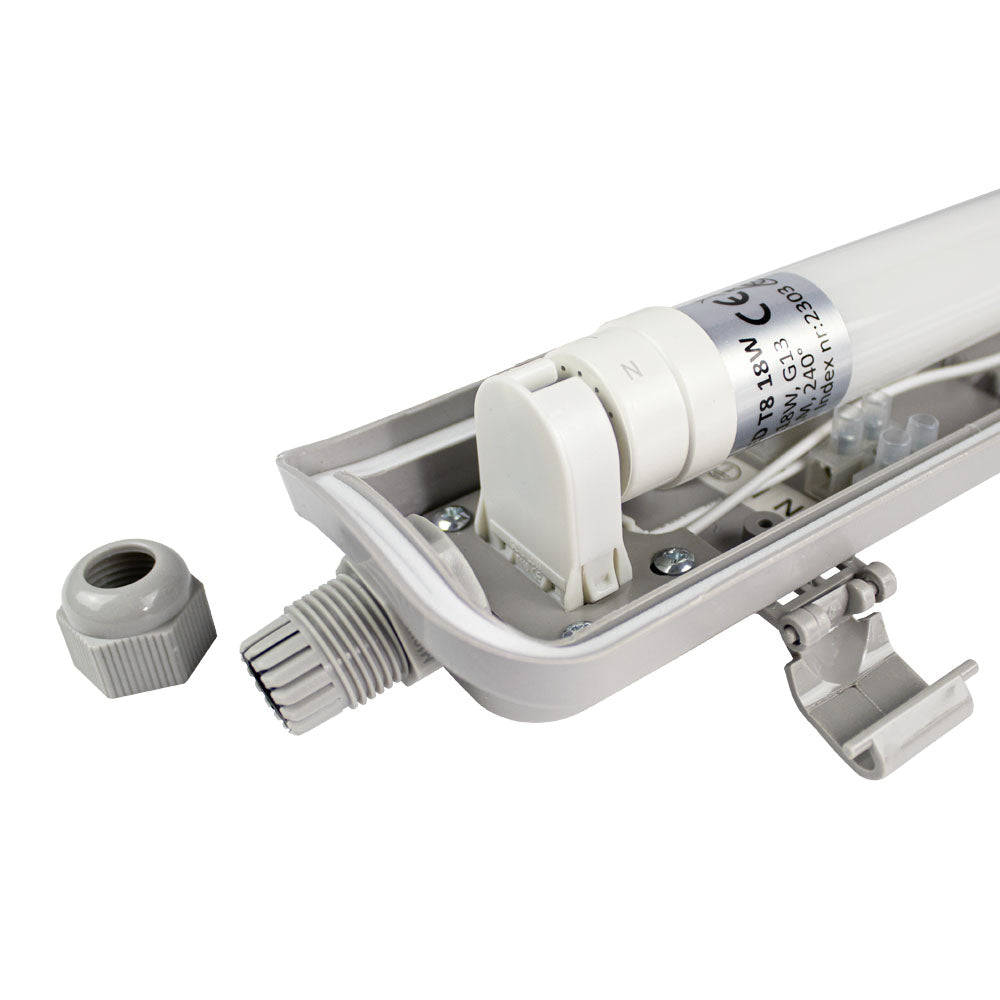 LED TL Armatuur | enkel | 120cm | Eco serie | Waterdicht | incl. LED TL Buis 18W - 4000K | Open