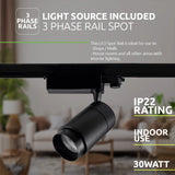 LED 3-fase railspot zwart 30 Watt dimbaar - lichtbron