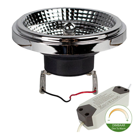 LED AR111 spot G53 fitting - incl. driver - dim to warm - zwart - voorkant