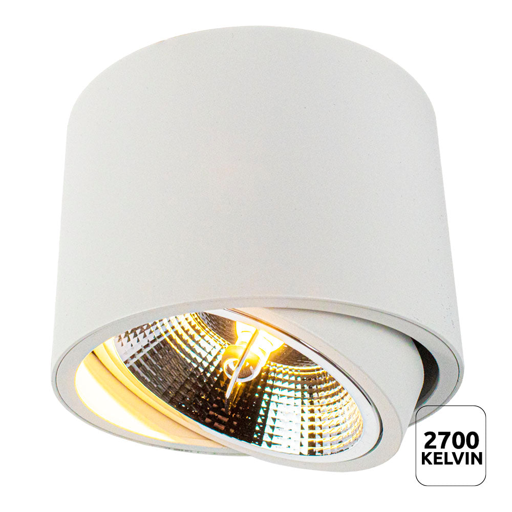 LED AR111 spot - dimbaar - witte achterkant - GU10 fitting - sfeer 2700K warm wit