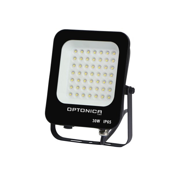 LED Bouwlamp - Floodlight - Basic serie - 30 Watt - Zwart - Vooraanzicht