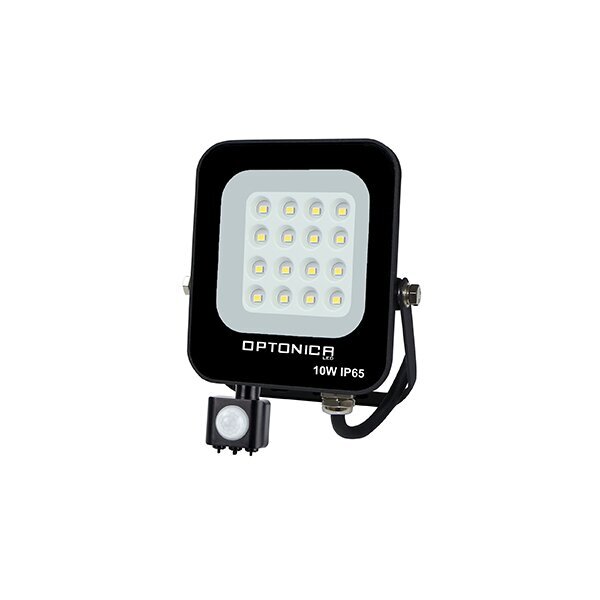 LED Bouwlamp - Schijnwerper met sensor - Basic serie - 10 Watt - Zwart