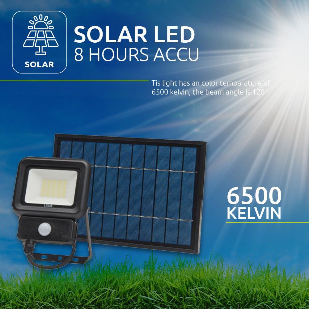 LED solar bouwlamp met sensor 6500K 20 Watt - template - branduren accu