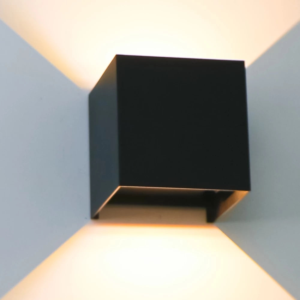 Bündel | LED-Würfel-Wandleuchte 6W | DIMMBAR | IP65 | schwarz | 4 Stück