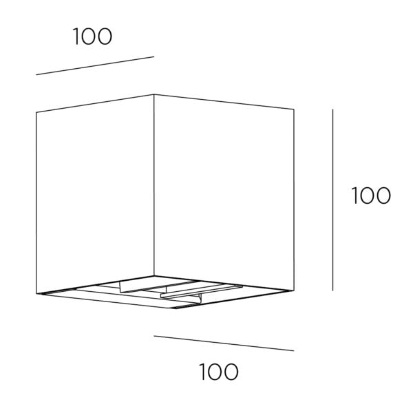 LED Cube wandlamp 6 watt - dimbaar - instelbare stralingshoek - zwart - afmetingen