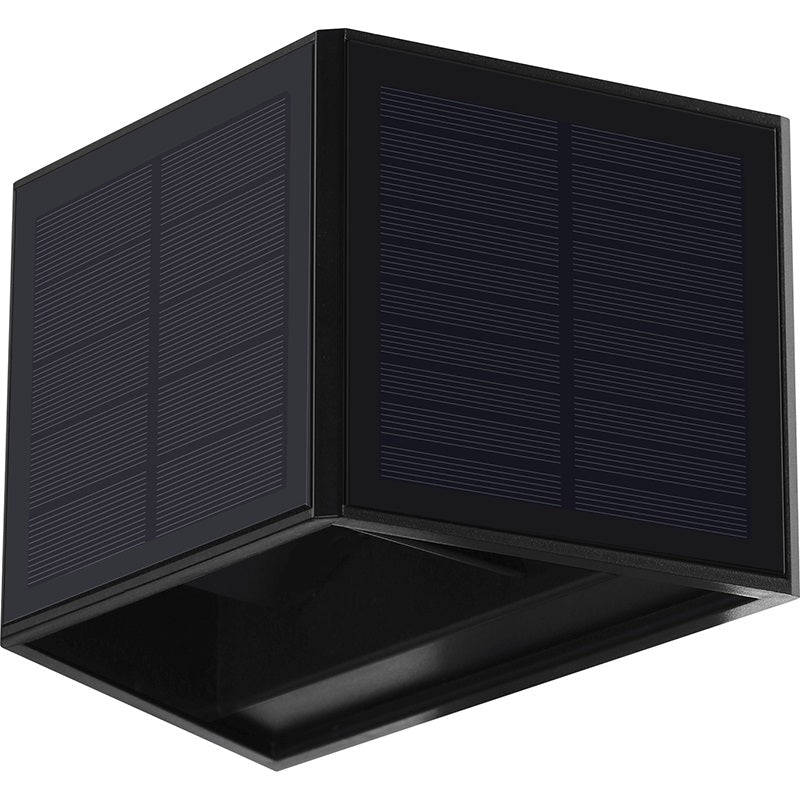 LED Cube Wandlamp op Solar - 1 Watt - Schemersensor - 3000K - Warm wit - zijnaanzicht