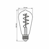 LED Filament Edison lamp amber - dimbaar - 4W - ST64 - E27 - 2200K - afmetingen