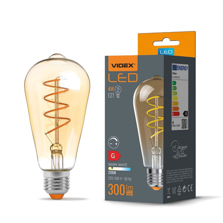 LED Filament Edison lamp amber - dimbaar - 4W - ST64 - E27 - 2200K - verpakking