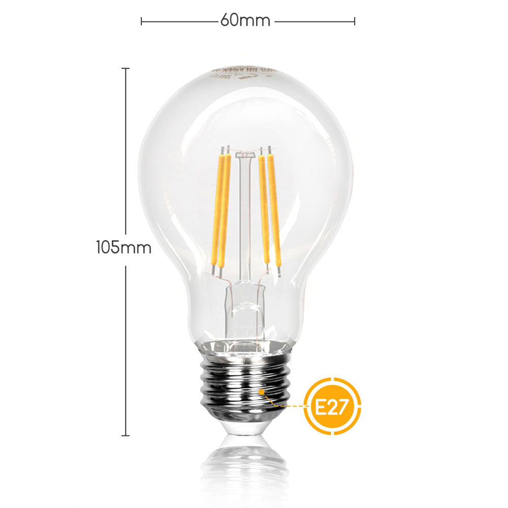 LED Filament Peer lamp A60 E27 - 2700K (Warm wit) - afmetingen