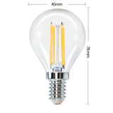 LED Filament E14 fitting niet dimbaar 1,6 Watt 2100K - extra warm wit - afmetingen