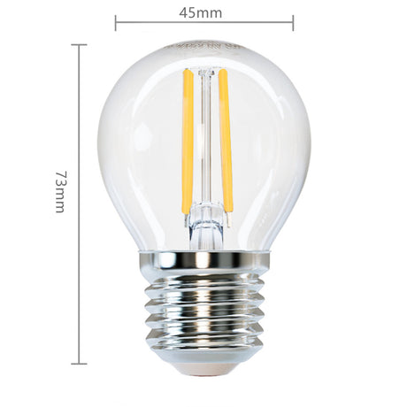 led filament lamp E27 G45 lamp dimbaar 2700K warm wit - afmetingen