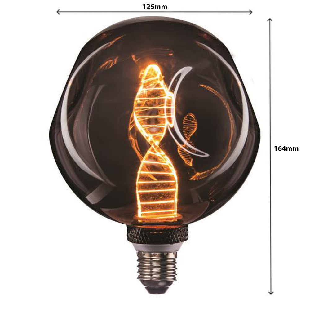 LED filament lamp E27 fitting vooraanzicht smoked dimbaar - afmetingen