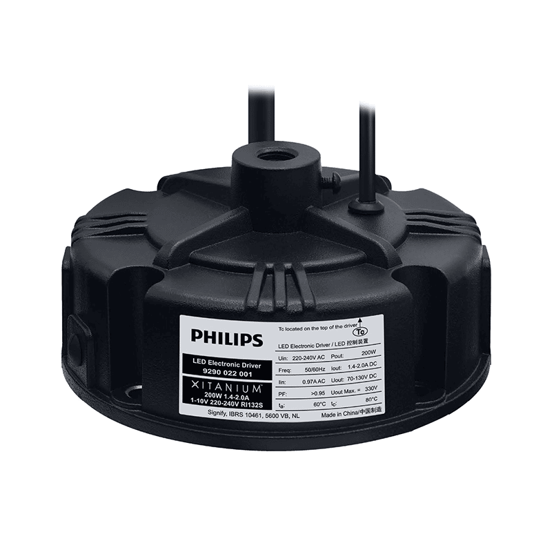 LED high bay zwart dimbaar 1-10 Volt met philips driver - binnenkant