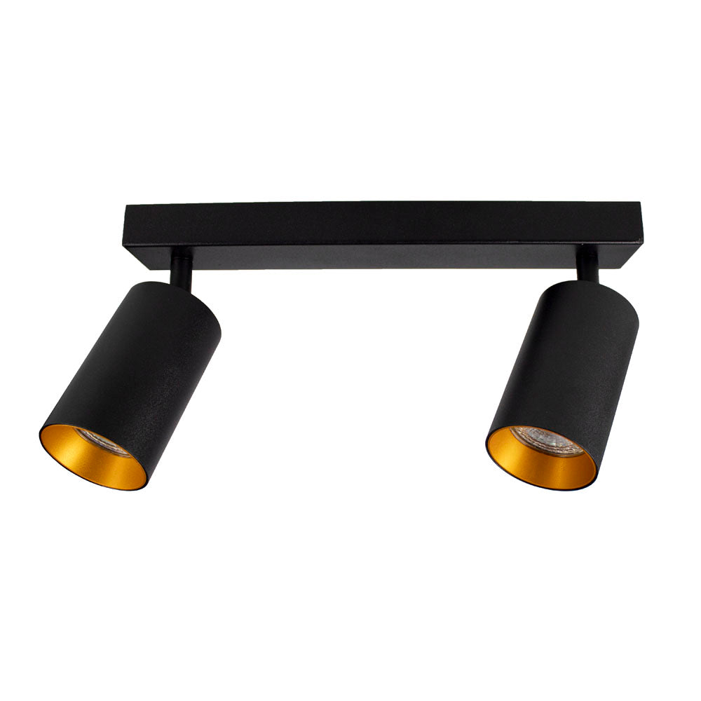 LED opbouwspot dubbel met gouden binnenkant 2 keer gu1- fitting - lampen uit