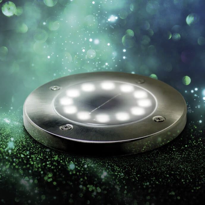 LED Solar grondspot - prikspot - zonne energie - rond rvs - 6000K daglicht