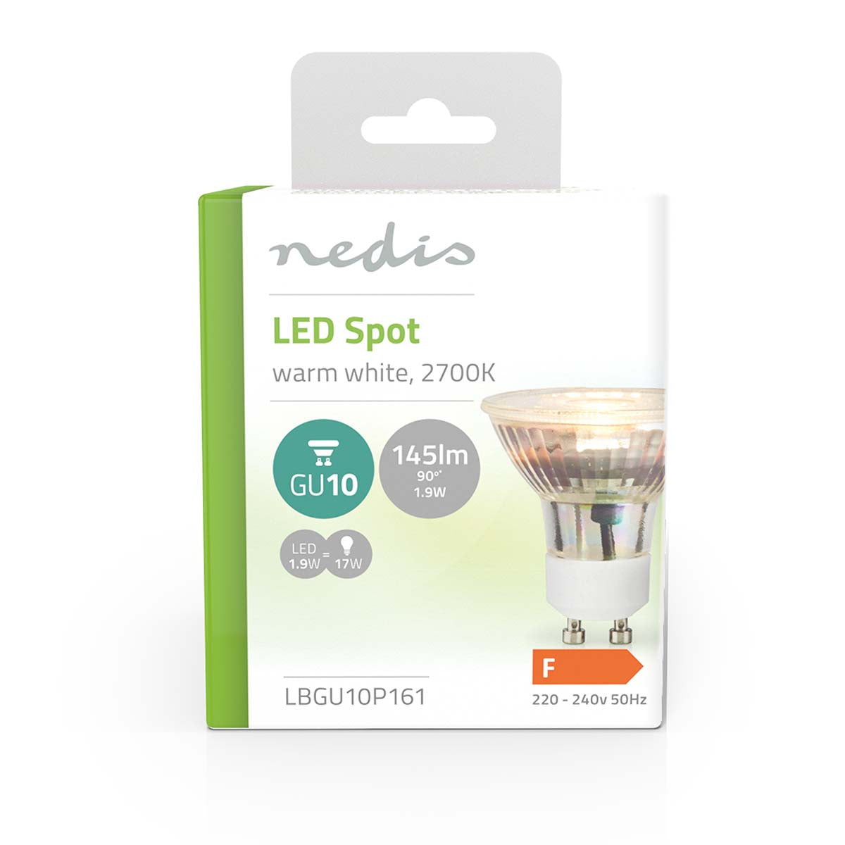 LED Spot 1.9W - GU10 - 140lm - 2700K - Warm wit - verpakking