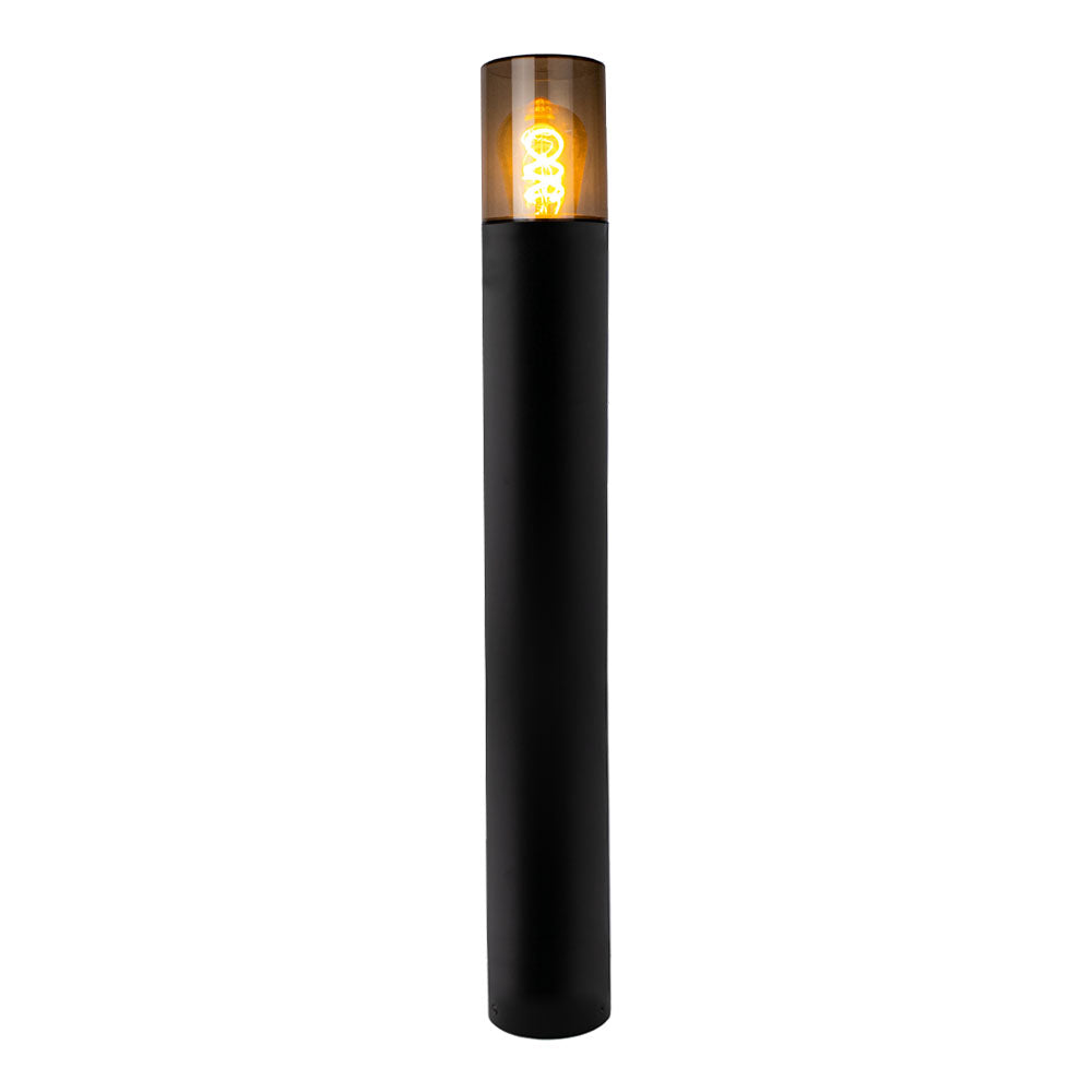 LED Tuinpaal - Staande buitenlamp met Smoked Glas 80cm Zwart IP54 - KALI - vooraanzicht