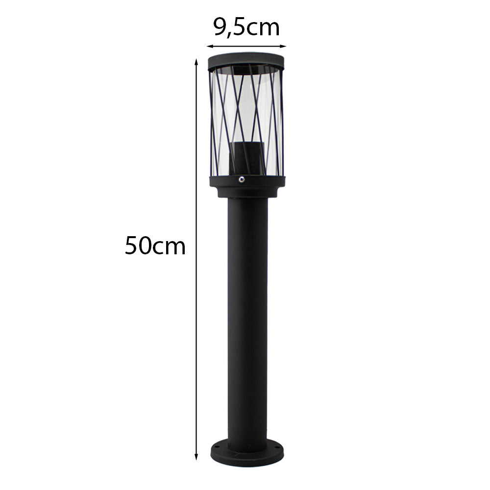 LED Tuinpaal - sokkel - Staande buitenlamp | 50cm | Zwart | IP44 - TOMBA - afmetingen