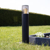 LED Tuinsokkel - Staande buitenlamp met Smoked Glas 50cm Zwart IP54 - KALI - sfeerfoto3