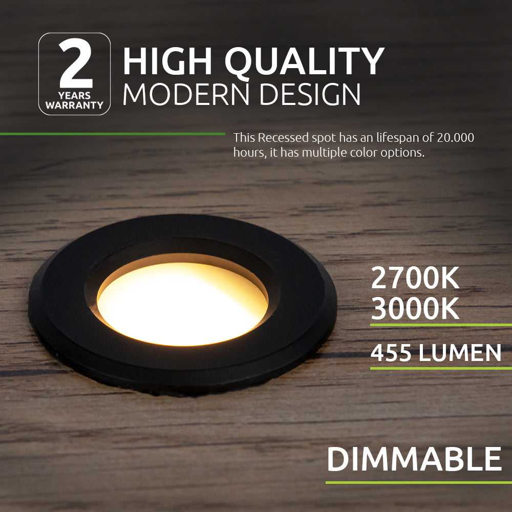 LED Veranda inbouwspot Ø28mm 3.4 W Dimbaar - Zwart - high quality