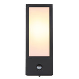 LED wandlamp met sensor zwart IP44 E27 fitting - vooraanzicht