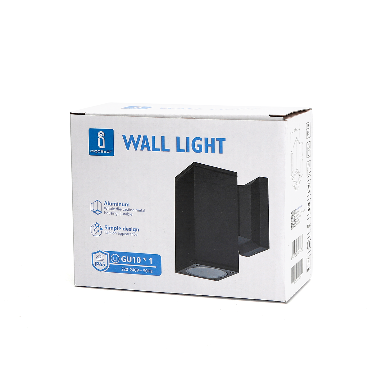 LED Wandlamp | vierkant | GU10 fitting | Zwart | IP65 | DIMBAAR