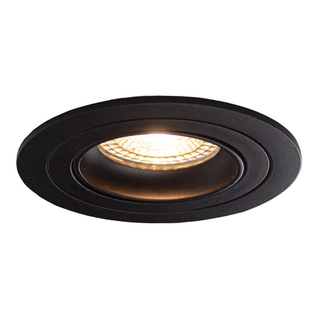 LED inbouwspot - zwart - rond - 80mm - dimbaar - kantelbaar - warm wit - onderaanzicht