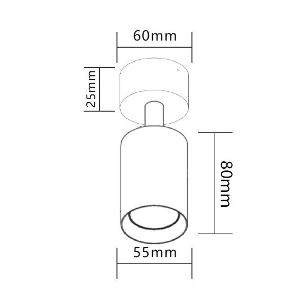 LED moderne opbouw plafond spot enkel gu10 fitting wit - afmetingen