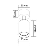 LED moderne opbouw plafond spot enkel gu10 fitting wit - afmetingen