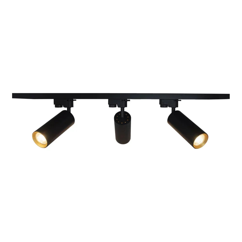 LED 1-Phasen-Schienen | Schwarz mit goldenem Ring | 1 Meter | Inklusive 3 Schienenspots