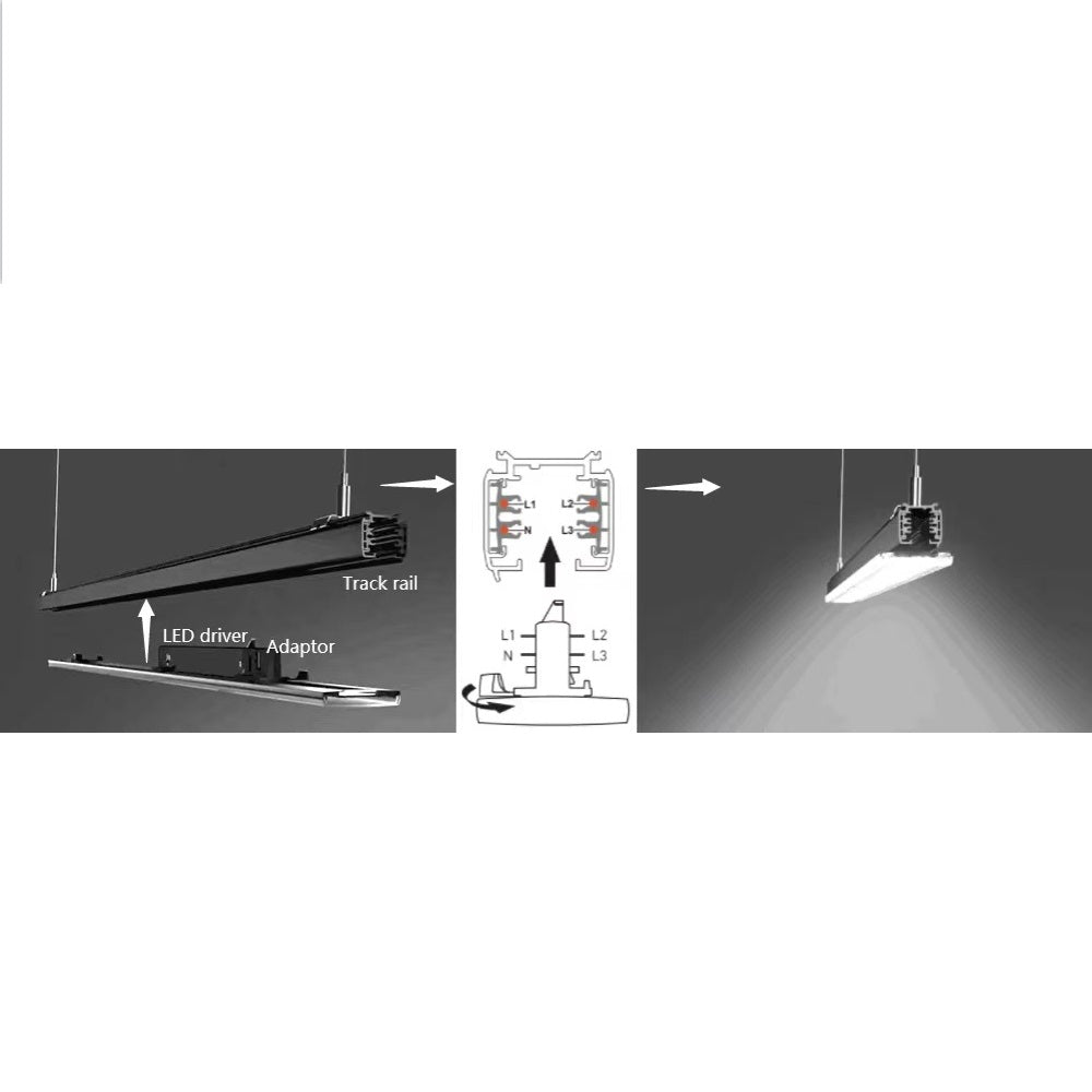 LED railarmatuur 3 fase - 1500mm en 600mm - zwart - winkel armatuur linear