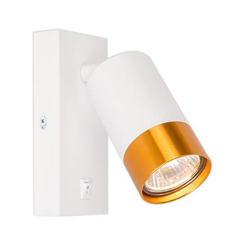 LED Wandlamp met schakelaar en gu10 fitting optioneel dimbaar - zijaanzicht lamp aan