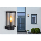 LED wandlamp gracey zwart E27 fitting - sfeerfoto tuin